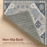 Ultra Soft Area Rug, Non Slip, Stain Resistant, Washable Area Rugs for Living Room, Bedroom, Vintage Floral Kitchen Washable Accent Carpet(Gray)