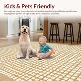 Ultra Soft Area Rug, Non Slip, Stain Resistant, Washable Area Rugs for Living Room, Bedroom, Rustic Warm Beige Decorative Pattern(Beige)