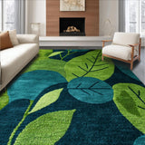 Ultra Soft Area Rug, Non Slip, Stain Resistant, Washable Area Rugs for Living Room, Bedroom, Rustic Organic Leaf Patterned Charm(Green)