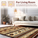 Ultra Soft Area Rug, Non Slip, Stain Resistant, Washable Area Rugs for Living Room, Bedroom, Southwestern Vibrant Ethnic Pattern(Brown)