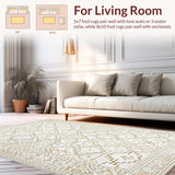 Ultra Soft Area Rug, Non Slip, Stain Resistant, Washable Area Rugs for Living Room, Bedroom, Contemporary Geometric Earthy Palette(Beige)