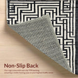Ultra Soft Area Rug, Non Slip, Stain Resistant, Washable Area Rugs for Living Room, Bedroom, Monochromatic Maze: Modern Black And White Striped Rug(Black)