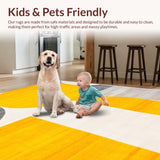 Ultra Soft Area Rug, Non Slip, Stain Resistant, Washable Area Rugs for Living Room, Bedroom, Stylish Symmetrical Patterned Delight(Yellow)