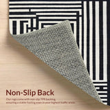 Ultra Soft Area Rug, Non Slip, Stain Resistant, Washable Area Rugs for Living Room, Bedroom, Contemporary Stripe Balance Rug with Dynamic Two-Tone Linear Motif(Black)