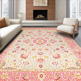 Ultra Soft Area Rug, Non Slip, Stain Resistant, Washable Area Rugs for Living Room, Bedroom, Graceful Soft Pink Curved Patterns(Pink)
