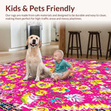 Ultra Soft Area Rug, Non Slip, Stain Resistant, Washable Area Rugs for Living Room, Bedroom, Vibrant Colorful Abstract Arrangement(Pink)
