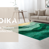 Ultra Soft Area Rug, Non Slip, Stain Resistant, Washable Area Rugs for Living Room, Bedroom, Contemporary Emerald Abstract Aesthetic(Green)
