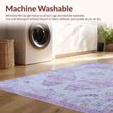 Ultra Soft Area Rug, Non Slip, Stain Resistant, Washable Area Rugs for Living Room, Bedroom, Charming Vintage Tiled Aesthetic(Purple)