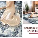 Chic Low Pile Vintage Charm(Blue)