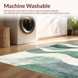 Ultra Soft Area Rug, Non Slip, Stain Resistant, Washable Area Rugs for Living Room, Bedroom, Rustic Wave Textured Circular Piece(Green)