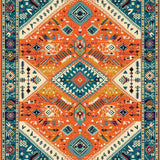 Ultra Soft Area Rug, Non Slip, Stain Resistant, Washable Area Rugs for Living Room, Bedroom, Earthy Toned Diamond Design(Orange)