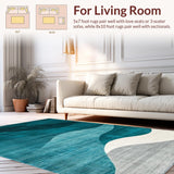 Ultra Soft Area Rug, Non Slip, Stain Resistant, Washable Area Rugs for Living Room, Bedroom, Elegant Modern Grey Swirls(Blue)