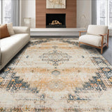 Ultra Soft Area Rug, Non Slip, Stain Resistant, Washable Area Rugs for Living Room, Bedroom, Elegant Neutral Floral Composition(Beige)