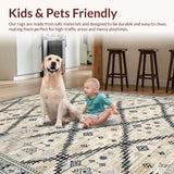 Ultra Soft Area Rug, Non Slip, Stain Resistant, Washable Area Rugs for Living Room, Bedroom, Geometric Diamond Pattern Elegance(Beige)