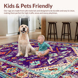 Ultra Soft Area Rug, Non Slip, Stain Resistant, Washable Area Rugs for Living Room, Bedroom, Vibrant Abstract Distressed Motif(Purple)