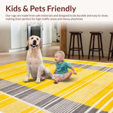 Ultra Soft Area Rug, Non Slip, Stain Resistant, Washable Area Rugs for Living Room, Bedroom, Chic Striped Modern Aesthetic(Yellow)