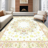 Ultra Soft Area Rug, Non Slip, Stain Resistant, Washable Area Rugs for Living Room, Bedroom, Artisan with Symmetrical Floral Petals and Dot Details(White)