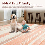 Ultra Soft Area Rug, Non Slip, Stain Resistant, Washable Area Rugs for Living Room, Bedroom, Vintage Inspired Striped Charm(Orange)