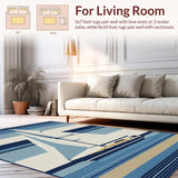 Ultra Soft Area Rug, Non Slip, Stain Resistant, Washable Area Rugs for Living Room, Bedroom, Contemporary Blue Nautical Vibe(Blue)