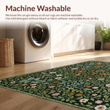 Ultra Soft Area Rug, Non Slip, Stain Resistant, Washable Area Rugs for Living Room, Bedroom, Maximalist Green Boho Living Room Non Slip Rug(Green)