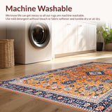 Ultra Soft Area Rug, Non Slip, Stain Resistant, Washable Area Rugs for Living Room, Bedroom, Lively Colorful Ethnic Motif Design(Orange)