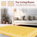 Ultra Soft Area Rug, Non Slip, Stain Resistant, Washable Area Rugs for Living Room, Bedroom, Charming Mustard Geometric Accents(Yellow)