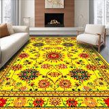 Ultra Soft Area Rug, Non Slip, Stain Resistant, Washable Area Rugs for Living Room, Bedroom, Joyful Multi-Hued Floral Pattern(Yellow)