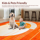 Ultra Soft Area Rug, Non Slip, Stain Resistant, Washable Area Rugs for Living Room, Bedroom, Abstract Earthy Tones Geometry(Orange)
