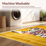 Ultra Soft Area Rug, Non Slip, Stain Resistant, Washable Area Rugs for Living Room, Bedroom, Vibrant Yellow Animal Motif(Gold)