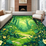 Ultra Soft Area Rug, Non Slip, Stain Resistant, Washable Area Rugs for Living Room, Bedroom, Joyful Colorful Garden Vibe(Green)