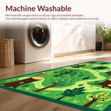 Ultra Soft Area Rug, Non Slip, Stain Resistant, Washable Area Rugs for Living Room, Bedroom, Whimsical Stone Pathway Illustration(Green)