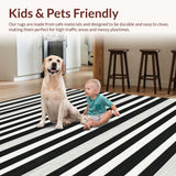 Ultra Soft Area Rug, Non Slip, Stain Resistant, Washable Area Rugs for Living Room, Bedroom, Classic Black And White Striped Rug: Farmhouse Style Door Mat(Black)