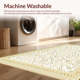 Ultra Soft Area Rug, Non Slip, Stain Resistant, Washable Area Rugs for Living Room, Bedroom, Contemporary Soft Tiled Composition(White)