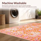 Ultra Soft Area Rug, Non Slip, Stain Resistant, Washable Area Rugs for Living Room, Bedroom, Elegant Earthy Tones Blossom(Orange)