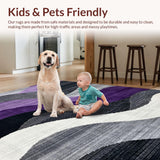 Ultra Soft Area Rug, Non Slip, Stain Resistant, Washable Area Rugs for Living Room, Bedroom, Minimalist Elegant Lattice Composition(Purple)