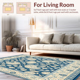 Braided Cottage Classic Swirl Design Blue Beige Rustic Accent(Beige)