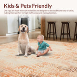 Ultra Soft Area Rug, Non Slip, Stain Resistant, Washable Area Rugs for Living Room, Bedroom, Rustic Charm Transitional Area with Distressed Botanical(Orange)