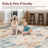 Ultra Soft Area Rug, Non Slip, Stain Resistant, Washable Area Rugs for Living Room, Bedroom, Sophisticated Neutral Floral Aesthetic(Orange)