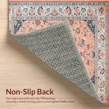 Ultra Soft Area Rug, Non Slip, Stain Resistant, Washable Area Rugs for Living Room, Bedroom, Transitional Striped Peach Aesthetic(Pink)