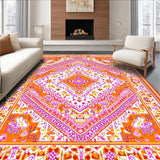 Ultra Soft Area Rug, Non Slip, Stain Resistant, Washable Area Rugs for Living Room, Bedroom, Transitional Patterned Warmth and Color(Orange)