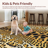 Ultra Soft Area Rug, Non Slip, Stain Resistant, Washable Area Rugs for Living Room, Bedroom, Tiger Pattern Dormitory Floor Mat with Plush Flannel(Beige)