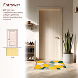 Ultra Soft Area Rug, Non Slip, Stain Resistant, Washable Area Rugs for Living Room, Bedroom, Lively Decorative Floral Arrangement(Yellow)