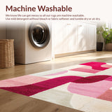 Ultra Soft Area Rug, Non Slip, Stain Resistant, Washable Area Rugs for Living Room, Bedroom, Abstract Geometric Living Room Multicolor Faded Rug(Pink)
