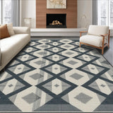 Ultra Soft Area Rug, Non Slip, Stain Resistant, Washable Area Rugs for Living Room, Bedroom, Rustic Textured Diamond Layout Design(Gray)