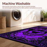 Ultra Soft Area Rug, Non Slip, Stain Resistant, Washable Area Rugs for Living Room, Bedroom, Hauntingly Unique Gothic Motif(Purple)