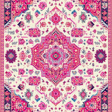 Ultra Soft Area Rug, Non Slip, Stain Resistant, Washable Area Rugs for Living Room, Bedroom, Vibrant Pastel Geometric Elegance(White)