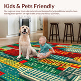 Ultra Soft Area Rug, Non Slip, Stain Resistant, Washable Area Rugs for Living Room, Bedroom, Interactive Vibrant Playroom Road Map Activity Carpet(Red)