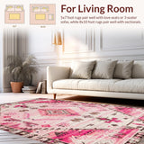 Ultra Soft Area Rug, Non Slip, Stain Resistant, Washable Area Rugs for Living Room, Bedroom, Charming Rodeo Animal Pattern(Pink)