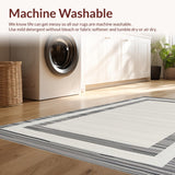 Ultra Soft Area Rug, Non Slip, Stain Resistant, Washable Area Rugs for Living Room, Bedroom, Understated Textured Neutral Style(White)
