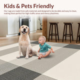 Ultra Soft Area Rug, Non Slip, Stain Resistant, Washable Area Rugs for Living Room, Bedroom, Unique Earth Tone Graphic Pattern(Beige)